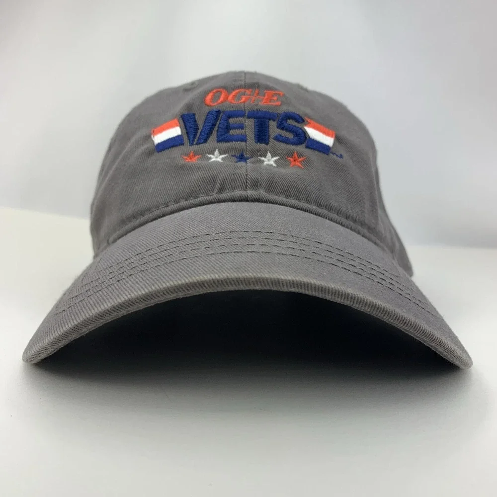 OG&E Vets Hat Gray Adjustable Strapback OSFM Adult Cap America Red White Blue